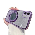 IMEIKONST Glitter Case for Samsung Galaxy A05, Plated Flash Shell Makeup Mirror Ring Stand Function Camera Protector Shockproof Transparent TPU Cover for Samsung A05. Purple DSJ