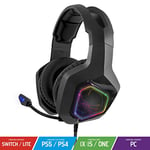 SPIRIT OF GAMER - Elite-H50 – Casque Audio Gamer Full Black - Microphone Flexible – Coussinets Similicuir - LED RGB –Jack 3.5mm Multiplateforme PS5 / XBOX X/PC / PS4 / XBOX ONE/Switch
