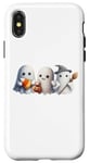 Coque pour iPhone X/XS Halloween Ghosts Witch Candy Corn Balai Citrouille Crochet Tricot