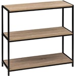 Pegane - Console en mdf chêne et métal noir - Longueur 80 x Hauteur 30 x Profondeur 80 cm