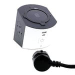 Power Work W-Charging, USB A+C, 2 prises, câble de 2 m, couleur : ultra blanc/gris foncé (blanc/gris)