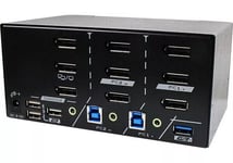 REXTRON 2-Port True 4K TripleMonitor DisplayPort KVM Switch With USB 3.0 &amp; Audio. Share USB Console USB 3.2 Gen 1 Devices. DisplayPort 1.2. Res Up to 4K60Hz (4:4:4). Buzzer Sound. Hotkey Control.