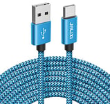 JALIXI USB C Cable 3M, Long Samsung Tablet Charger Cable Fast Charging, 3A Type C Lead Braided Wire for Samsung Galaxy Tab A9 A8 A7, S23 S22 S21 A55 A54 A35 A25 A15, PS5 Controller, Blue