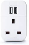 UK Mains Adaptor with Dual USB Charging Ports 2.4A Max & 13A Socket Plug