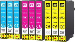 Compatible 29XL Cartouches d'encre Compatible avec Epson 29 XL Multipack pour Epson Expression Home XP-245 XP-255 XP-235 XP-247 XP-345 XP-332 XP-335 XP-342 XP-432 XP-435 XP-257 (9-Pack)