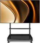 Support TV sur Pied pour Téléviseur de 40-86 Pouce Ecran LED LCD Plasma, Support TV roulettes avec Socle en Bois Réglable en Hauteur Chariot TV avec Étagère Jusqu 'à 68 kg Max VESA 600x400 mm