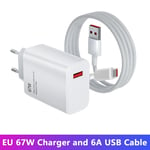 För Xiaomi Original 67W USB Supersnabbladdare Power Mi 12 11 6A Typ C Kabel POCO X5 X4 Pro Redmi Note 9 10 11 Laddning EU Laddare och Kabel EU Charger and Cable 1m