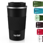 KETIEE Travel Mugs, 510ml Insulated Coffee Cup with Leakproof Lid,Reusable Coffee Cups Travel Cup,Coffee Travel Mug,Double Walled Coffee Mug,Stainless Steel thermaol Mug for Hot Cold Drinks,Black