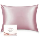 Adubor Mulberry Silk Pillowcase for Hair and Skin with Hidden Zipper, Both Side 23 Momme Silk,900 Thread Count (50x66CM, Rouge Pink, 1pc)