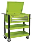 Sealey Heavy-Duty Mobile Tool & Parts Trolley 2 Drawers & Lockable Top - Green A