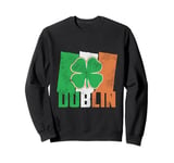 Shamrock Clover On Vintage Irish Flag Dublin Ireland Pride Sweatshirt