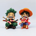 2 kpl 13cm One Piece Anime Figure Istuva Luffy Naurava Toimintafiguuri Kawaii Sanji Zoro Figurine Huone Auto Koristeet Collection Lelut