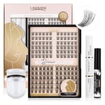 LASHVIEW DIY Lash Extension Kit, Lash Clusters with Lash Bond and Seal, Mascara Brush Cluster Lash Glue Remover and Lash Applicator for DIY Eyelashes Extensions(Style-Volume-D)