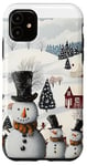 iPhone 11 Snowman Winter Village Scene Holiday Theme Design Case