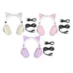 Kids BT Headphones RGB Lights Cat Ear Headset 20H Playtime HiFi Stereo Headp UK