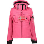 Geographical Norway tilsitt lady Veste Softshell Capuche Femme Impermeable Outdoor - Blouson Coupe Vent Resistant - Activites En Exterieur Randonnee Ski Automne Hiver Printemps (Rose M)