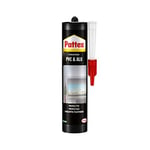 Pattex PVC & ALU, mastic colle pour fixations sur PVC & Aluminium, collage haute performance sur supports humides en intérieur & extérieur, colle blanche en cartouche de 450 g