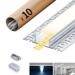 HOOLED Profilé LED 10 x 2 mètre 20 m, Avec couvercle opaque mat en PC, Profil LED Tailles 24,4 mm x 13,8 mm ailettes 61,8 mm, supporte les bandes LED d'une largeur inférieure ou égale à 20 mm