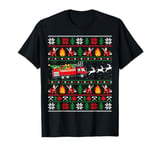 Fire Truck Reindeer Xmas Ugly Firefighter Fireman Christmas T-Shirt