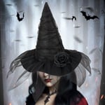 Halloween Witch Hat, Ruched Witches Hatut naisille Hunnulla ja Ruusu Wizard -hatut Halloween-asusteet