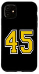 Coque pour iPhone 11 Numéro 45 en jaune blanc noir version poche