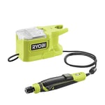 RYOBI - Mini-outil multifonction 18V - 4 400-23 000 tr/min - changement d'accessoires sans outil - Livré avec 15 accessoires - RRT18-0, Gris Vert et Blanc