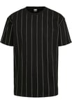 Urban Classics Men's Oversized Pinstripe Tee T-Shirt, Black, M