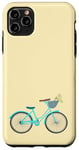 Coque pour iPhone 11 Pro Max Vélo rétro bleu pour fille avec panier de fleurs