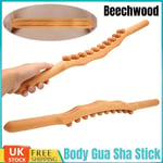 20Beads Wooden Scraping Tool Massage Stick Shoulder Waist Back-Massager Tool UK