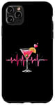 Coque pour iPhone 11 Pro Max Verre à cocktail Motif battements de cœur Martini