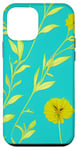 Coque pour iPhone 12 mini Fleurs sauvages vives sur fond turquoise