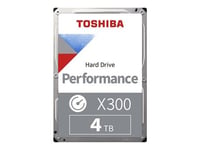 Toshiba X300 Performance - Disque dur - 4 To - interne - 3.5" - SATA 6Gb/s - 7200 tours/min - mémoire tampon : 256 Mo