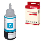 1 bouteille compatible pour EPSON 106 Cyan 70ml avec EcoTank ET-7700 EcoTank ET-7750 EcoTank ET-L716