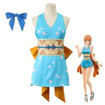 Anime One Piece Nami Cosplay Kostym Topp Sexig Klänning Kjol Bälte Kostym Anime Nami Dam Cosplay Kostym Halloween Kostym Kimono S