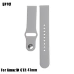 20/22mm Buckles Strap Soft Silicone Wristband Breathable Grey For Amazfit Gtr 47mm