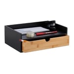 Relaxdays Organisateur Bureau, 1 tiroir, Documents Format A4, Bambou, HxLxP: 11x32x22 cm, Fournitures, Noir - Nature