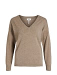 Object Objthess L/S V-Neck Knit Pullover Noos Beige