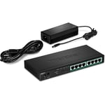 TRENDnet TPE-TG83 8-Port Gigabit PoE+ Switch, 65W PoE Power Budget, 16Gbps Switching Capacity, IEEE 802.1p QoS, DSCP Pass-Through Support, Fanless, Wall Mountable