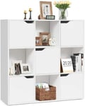 Bibliotheque Meuble de Rangement 9 Compartiments, Etagere de Rangement avec 5 Portes, Montage Facile, Ideal pour Bureau, Salon