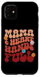 iPhone 11 Mama Heart Hands Full Retro Floral Typography Case