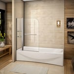 1000x1500mm Bath Shower Glass Screen 180°Pivot Door Panel & Shelves & Towel Rail