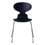 Fritz Hansen - Myran 3101 Midnight Blue Färgad Ask/Silver Grey - Matstolar - designer_arne_jacobsen - Metall