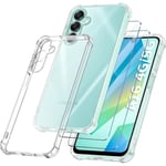 Fodral för Samsung Galaxy A16 5G-4G, genomskinlig stötsäker TPU + 2 skyddsglas av härdat glas Transparent