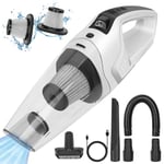 Handheld Vacuum Cleaner, Car Vacuum Cleaner Cordless with Rechargeable 12000pa, Car Hoover Cordless Powerful with 2 Filters for Car/Home/Pet (white)