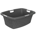 Rotho Flowers Panier à linge 50l, Plastique (PP) sans BPA, anthracite, 50l (65.1 x 48.6 x 26.2 cm)