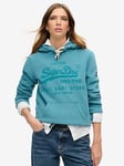 Superdry Classic Vl Graphic Hoodie - Blue, Blue, Size 12, Women