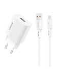 Vipfan Mains charger E01 1x USB 2.4A + Micro USB cable (white)