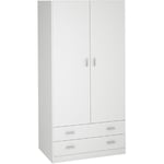 Armoire placard / meuble de rangement, coloris blanc - Hauteur 180 x Longueur 80.4 x Profondeur 51 cm Pegane