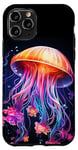 Coque pour iPhone 11 Pro Méduse lumineuse arc-en-ciel, méduse, créature de la mer profonde #3