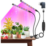 Växtlampor för inomhusväxter, 40 LED Full Spectrum Led Grow Light, 2 huvuden klämma växtlampa för frön, med automatisk på/av 3/9/12H timer